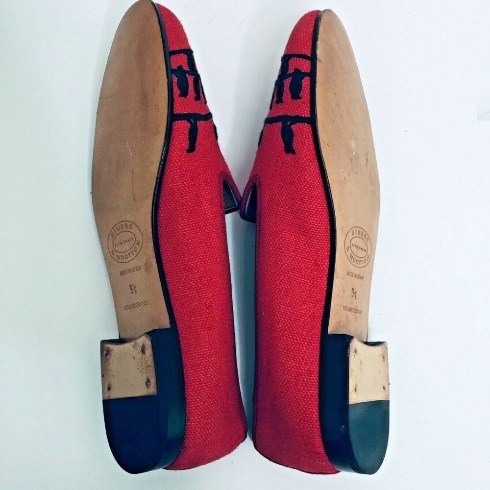 Stubbs & Wootton Women Birds Red Loafers 9 1/2 - Picture 5 of 6